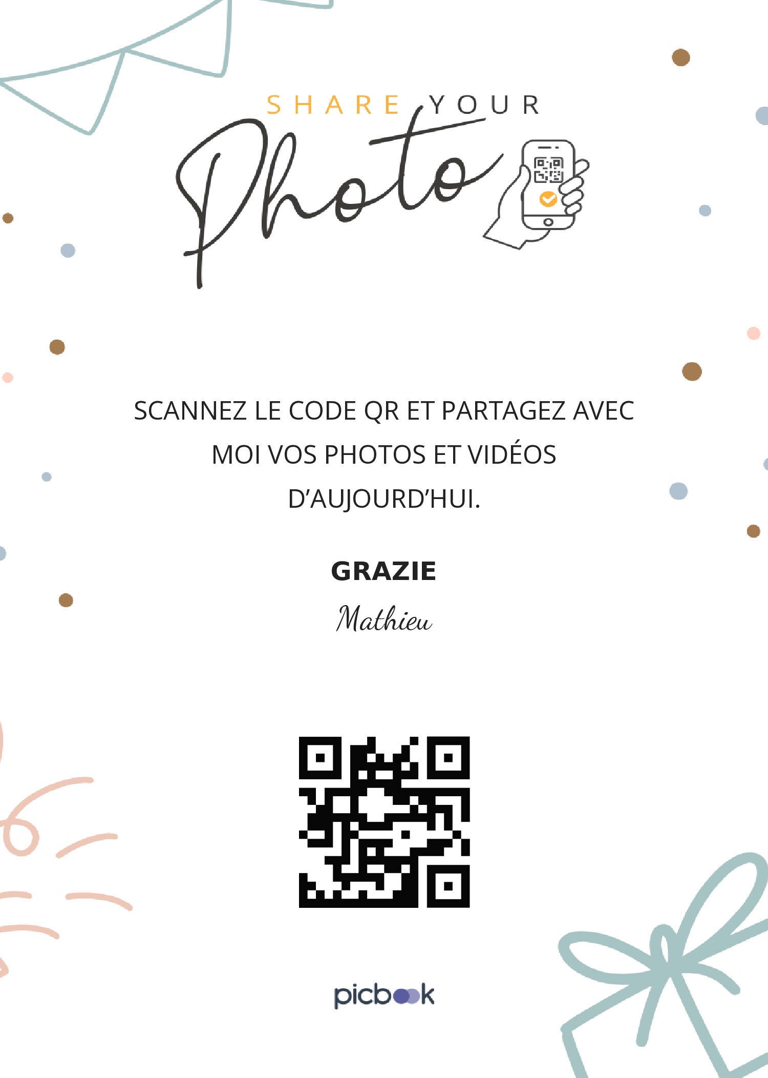 QR Code Cadres de table 5x7