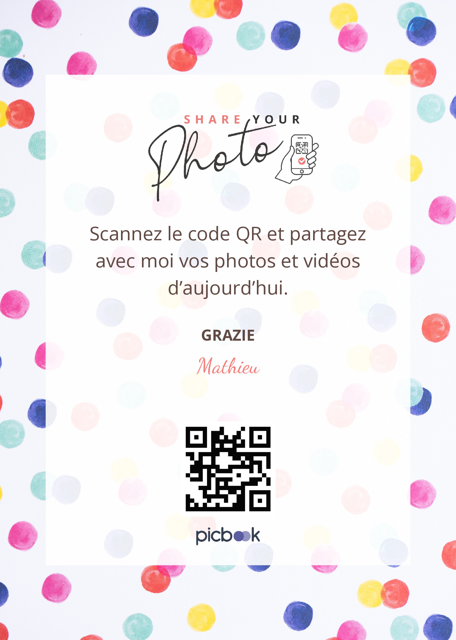 QR Code Cadres de table 5x7