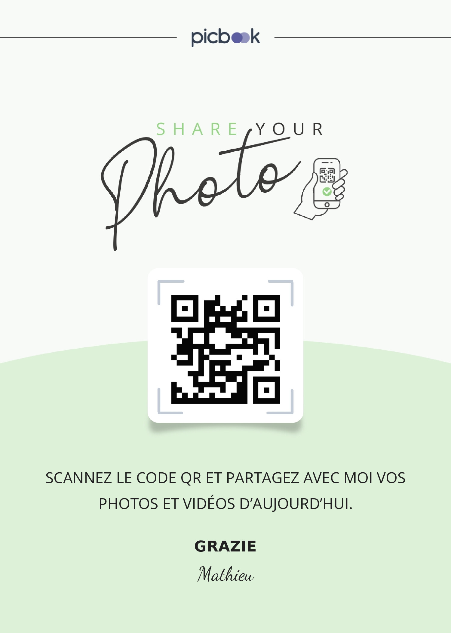 QR Code Cadres de table 5x7