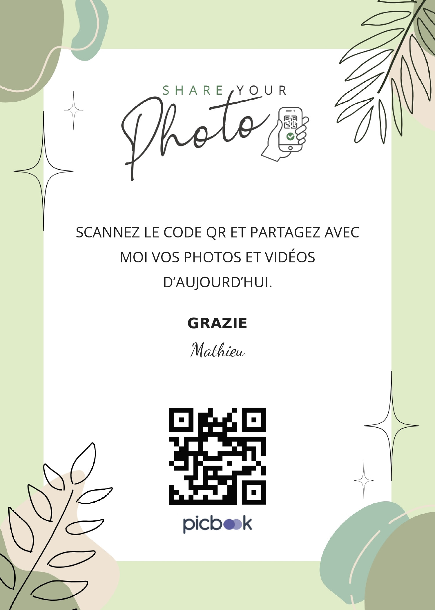 QR Code Cadres de table 5x7