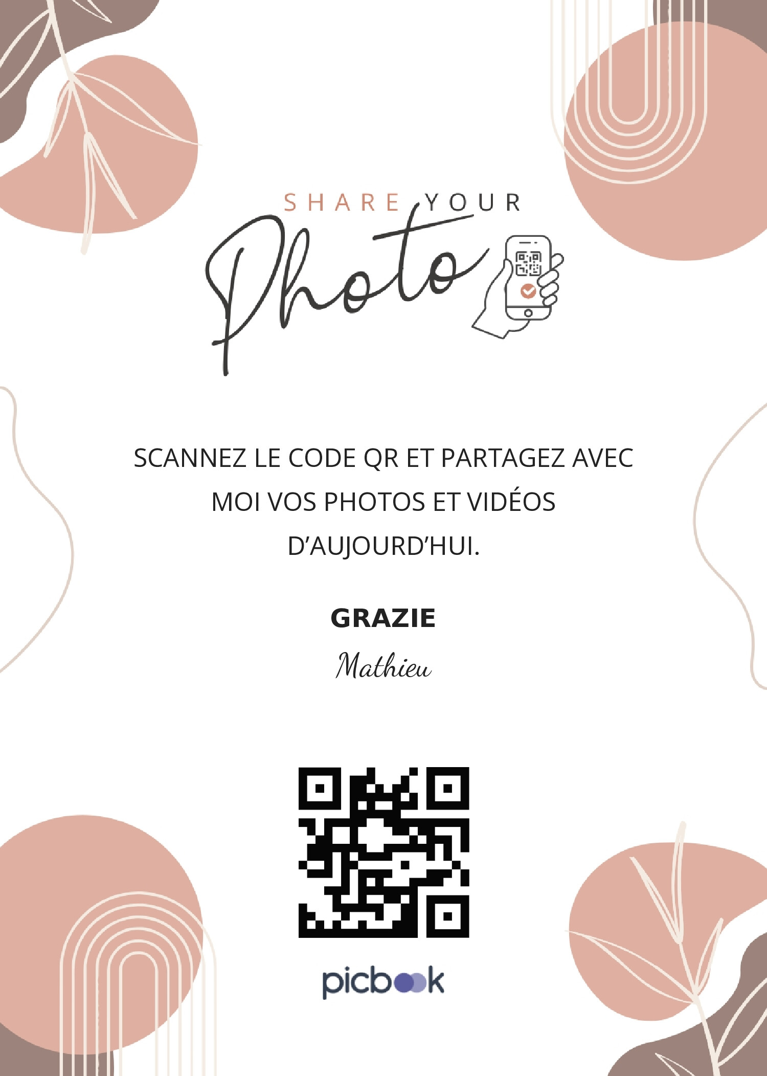 QR Code Cadres de table 5x7