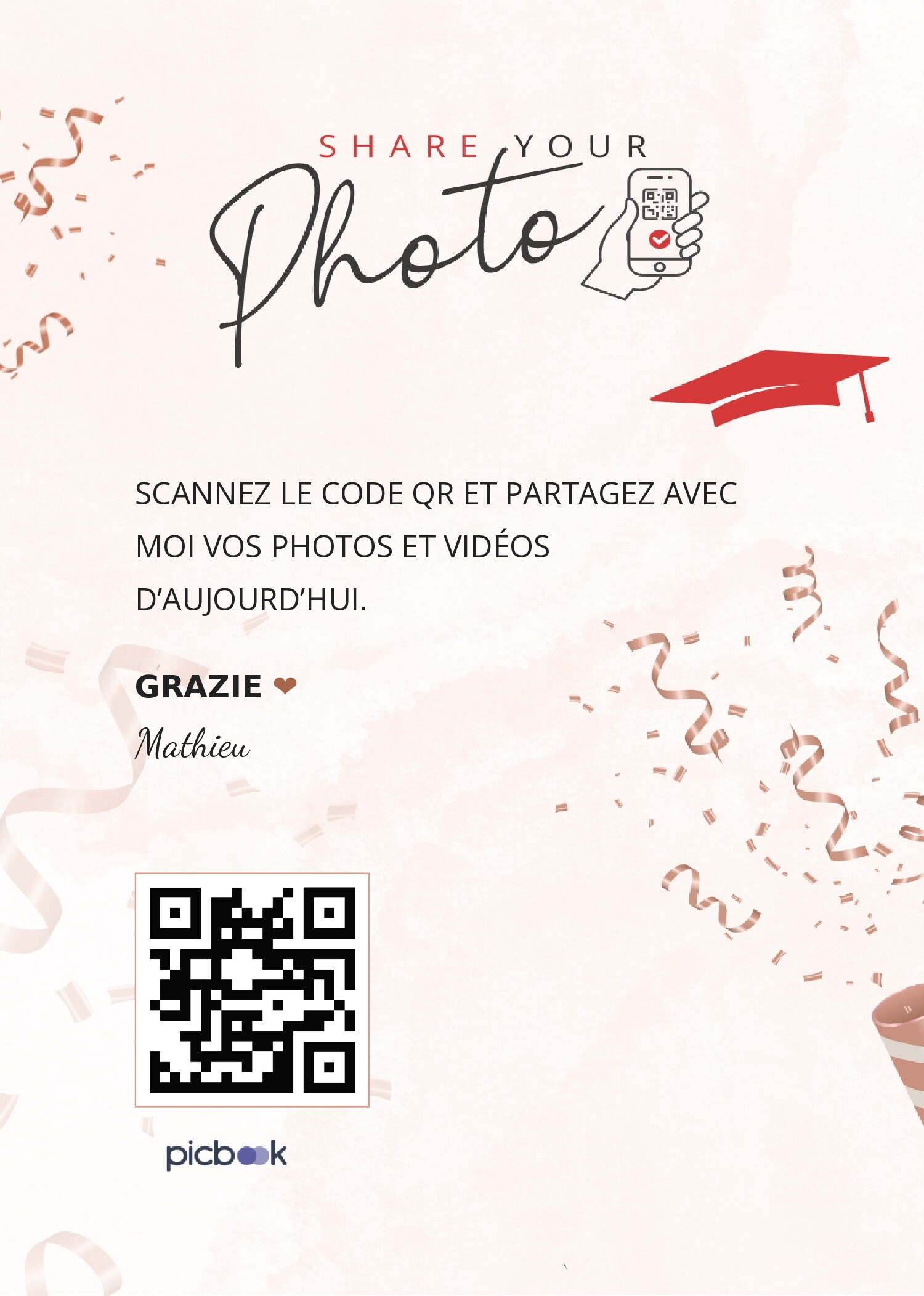 QR Code Cadres de table 5x7
