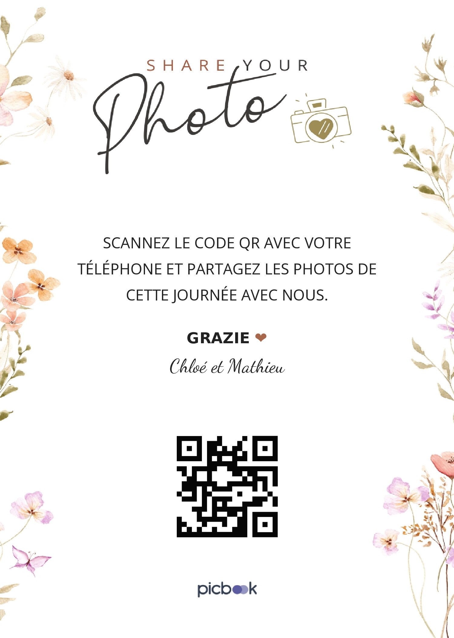 QR Code Cadres de table 5x7
