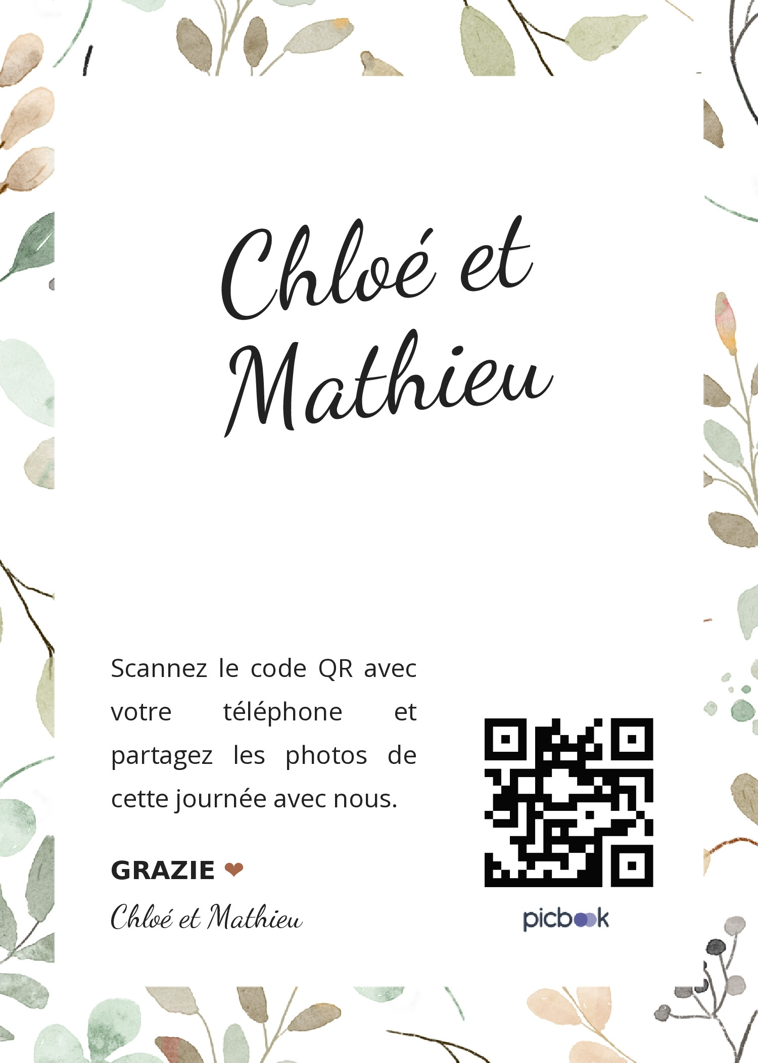 QR Code Cadres de table 5x7