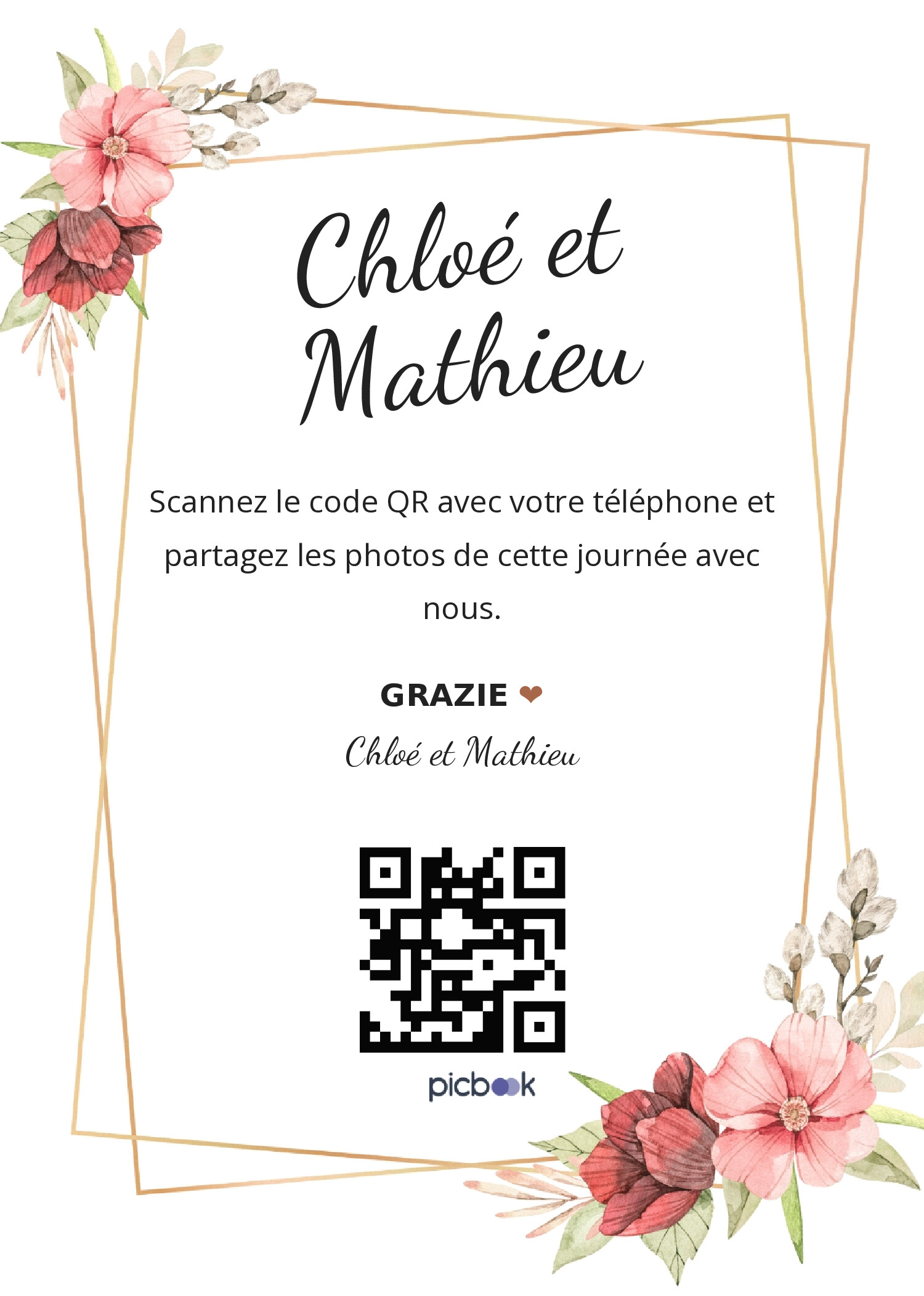 QR Code Cadres de table 5x7