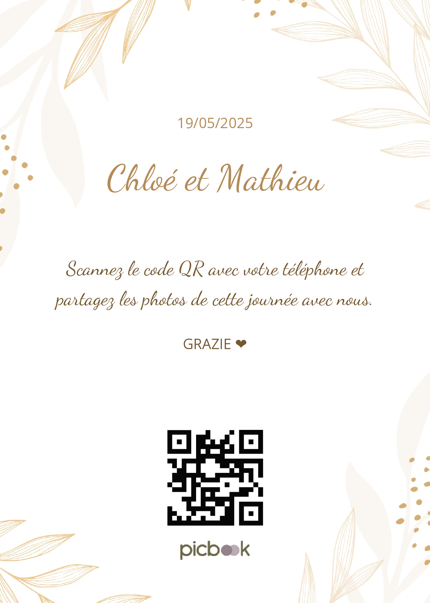 QR Code Cadres de table 5x7